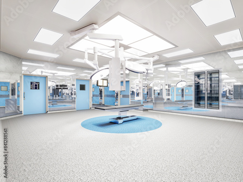 Empty operating room Interior of an operating room in clinic with modern medical 