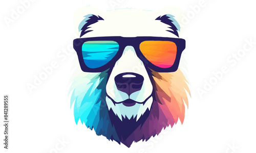 polar bear logo design cool sunglass vector
