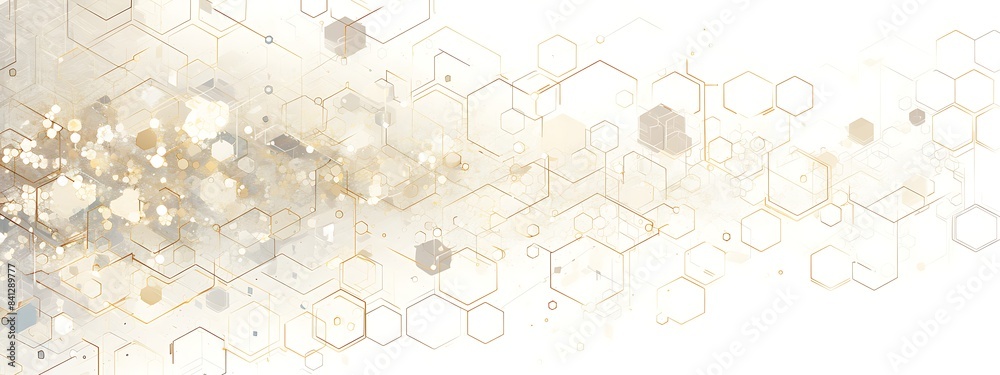 Obraz premium Abstract background with hexagons and digital connections on white background vector illustration