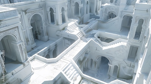 3d rendering maze in top view