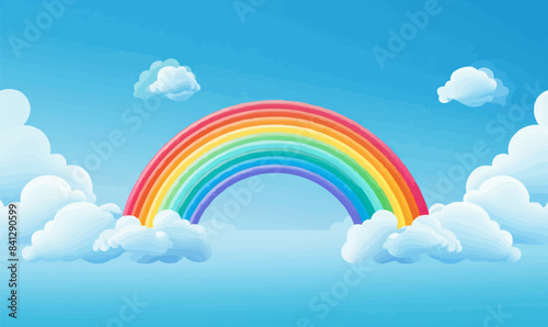 rainbow in sky vector simple 3d smooth cut and paste isolated illustration
