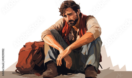 refugee man isolated vector style