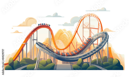 roller coaster vector flat minimalistic isolated illustration