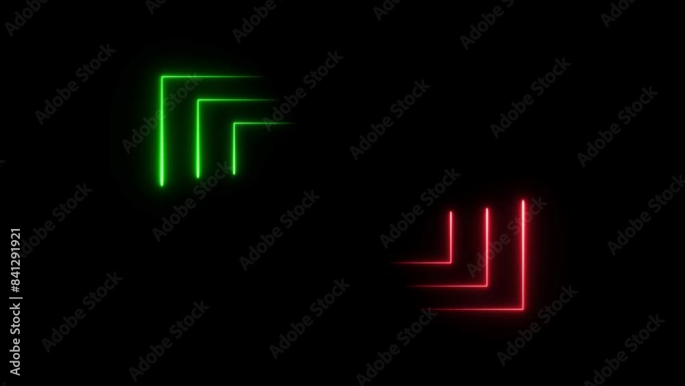Abstract red, lime green neon light frame line animation. rectangle frame Black background 4k video. Abstract red, lime green neon light frame line animation. rectangle frame Black background 4k video.