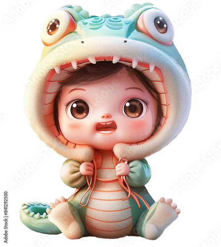 Baby In a snake costume, baby snake, Chinese New Year symbol, PNG, transparent background for design