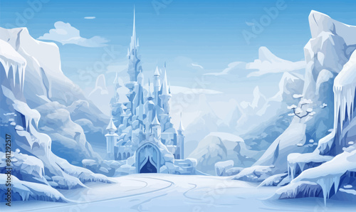 snowy landscape vector flat minimalistic isolated illustration