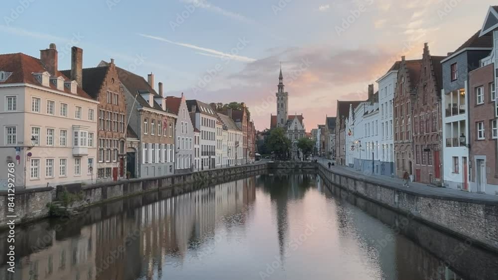 Scenery of Spiegelrei, a watercourse and street in the center of Bruges, Belgium. Scenery of Spiegelrei, a watercourse and street in the center of Bruges, Belgium.