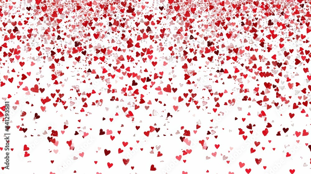 A seamless pattern of tiny, red, pixelated hearts on a white background, like confetti. A seamless pattern of tiny, red, pixelated hearts on a white background, like confetti.
