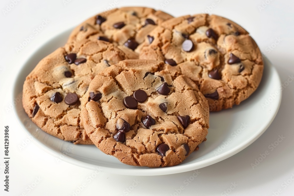 Artfully Arranged Chocolate Chip Cookies on Pristine Plate Artfully Arranged Chocolate Chip Cookies on Pristine Plate