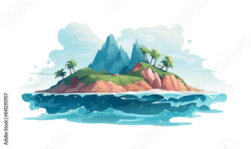 ocean single island texture vector wallpaper isolated illustration