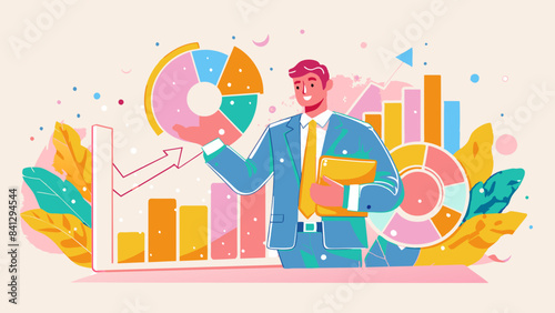 Vibrant Business Analyst Presenting Colorful Data Visualizations