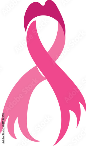 Breast cancer awareness with pink ribbon flat design
