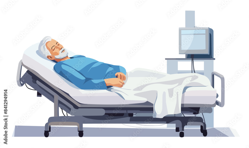 old man in medical bed vector flat minimalistic isolated illustration old man in medical bed vector flat minimalistic isolated illustration