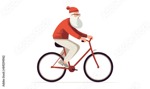old man riding bicycle vector flat minimalistic isolated illustration