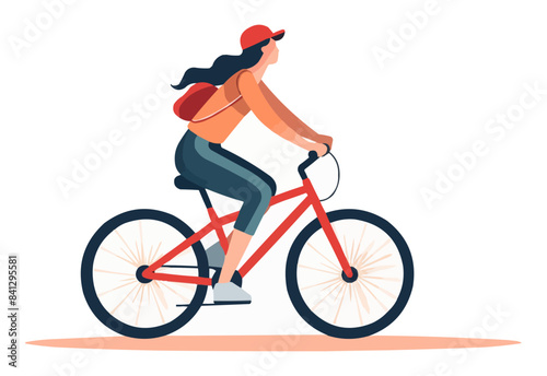 woman riding bicycle vector flat minimalistic isolated illustration