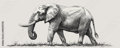 elephant Engraving style. Simple pencil drawing vector