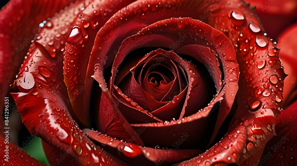 A close-up shot of a rose, with droplets of water delicately resting on its petals. The play of light and shadow on the surface of the flower creates a mesmerizing effect, making this a perfect subjec A close-up shot of a rose, with droplets of water delicately resting on its petals. The play of light and shadow on the surface of the flower creates a mesmerizing effect, making this a perfect subjec