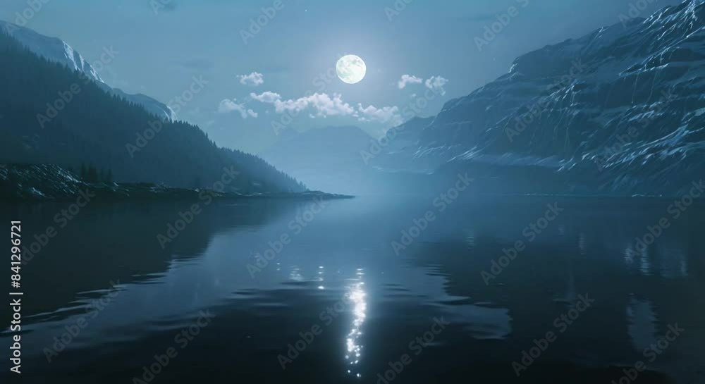 moonlight illuminating a lake with perfect reflections, highlighting the serene and magical quality of the moment moonlight illuminating a lake with perfect reflections, highlighting the serene and magical quality of the moment