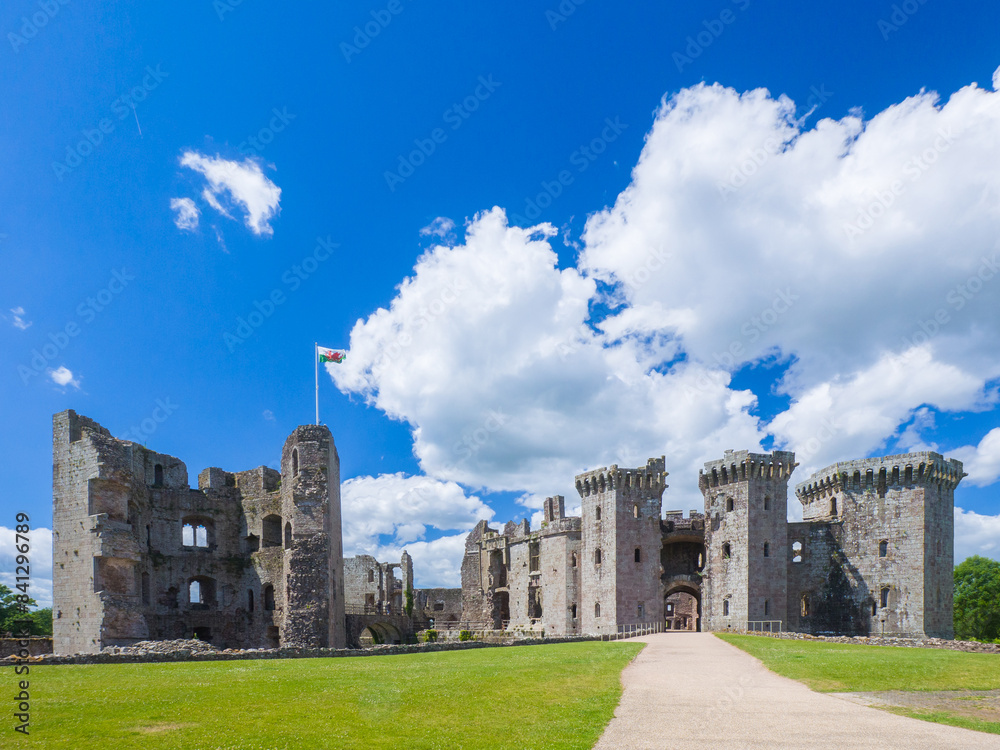 Raglan Castle with a ruined keep tower (Wales, United Kingdom) Raglan Castle with a ruined keep tower (Wales, United Kingdom)