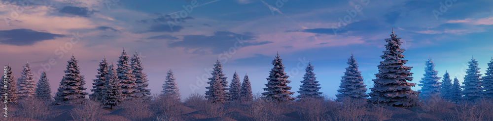Snow covered Trees create Beautiful Winter Woodland Banner. Seasonal Concept. Snow covered Trees create Beautiful Winter Woodland Banner. Seasonal Concept.