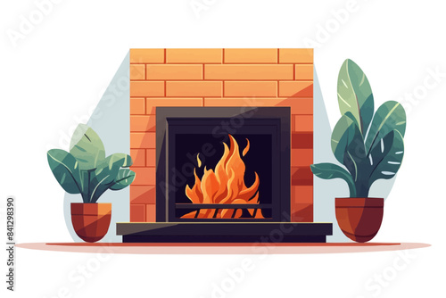 modern fireplace vector flat minimalistic isolated vector style illustration