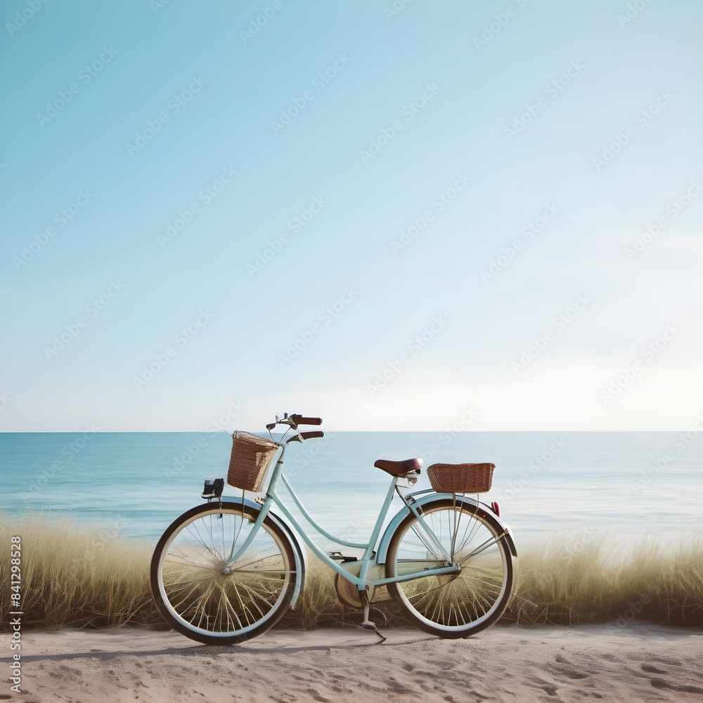Beachside Cycling Adventure: Riding by the Sea under a Blue Sky Beachside Cycling Adventure: Riding by the Sea under a Blue Sky