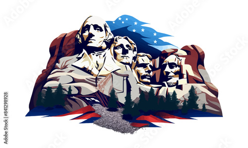 Mount Rushmore vector isolated on white