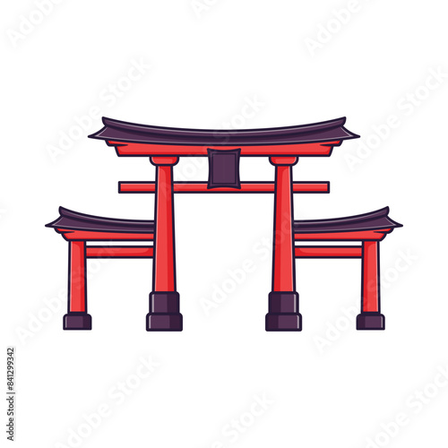 torii gate illustration design of traditional Japanese building