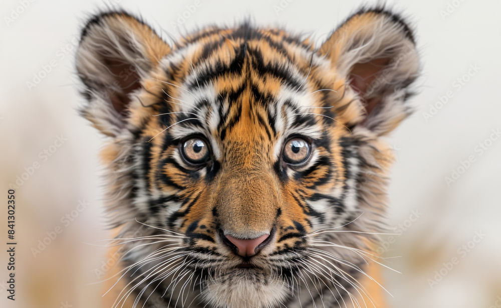 Fototapeta premium A cute little tiger, White background 