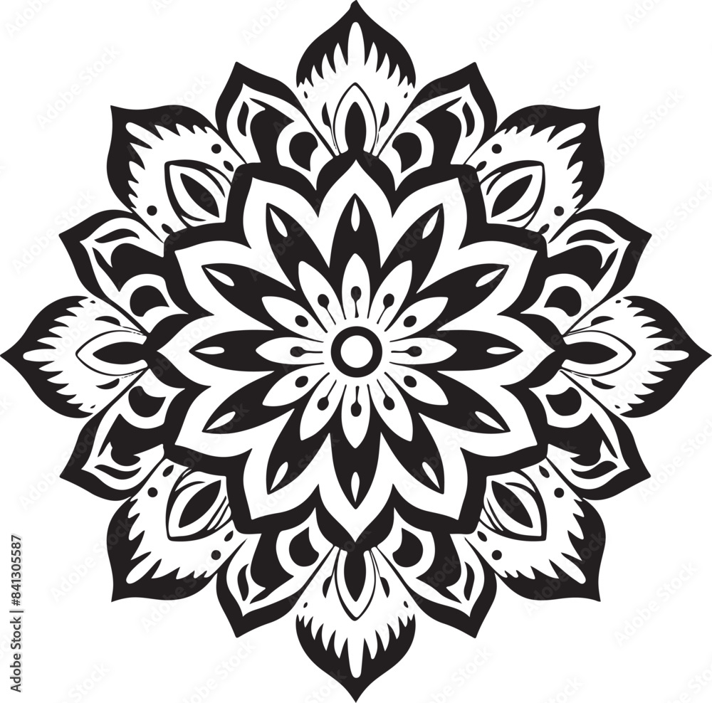 Fototapeta premium Monochrome ethnic Mandala vector isolated on a white background