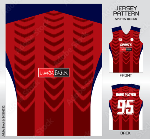 Pattern vector sports shirt background image.Three red zigzag lines pattern design, illustration, textile background for sports t-shirt, football jersey shirt