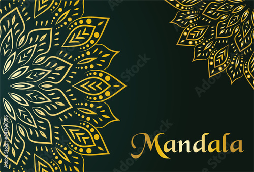 Luxury Mandala design background with golden arabesque pattern Arabic Islamic east style. Ornamental luxury mandala design