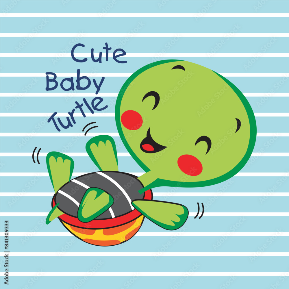 Naklejka premium small and cute turtles are having fun,design cartoon vector illustration