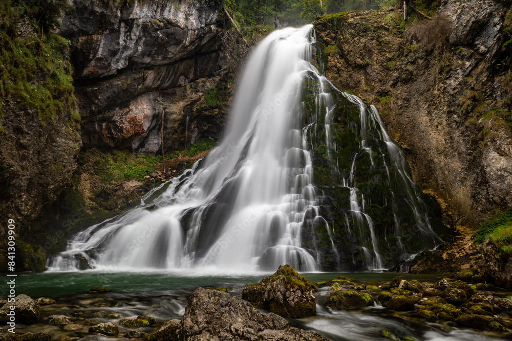 Obraz premium Long Time Exposure of Gollinger Waterfall near Salzburg, Austria, Europe