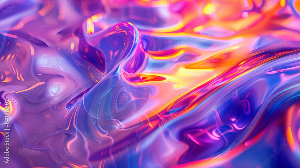 Abstract fluid art, smooth, flowing lines and glossy textures evoke a sense of motion and energy, creating an aesthetic and artistic background.