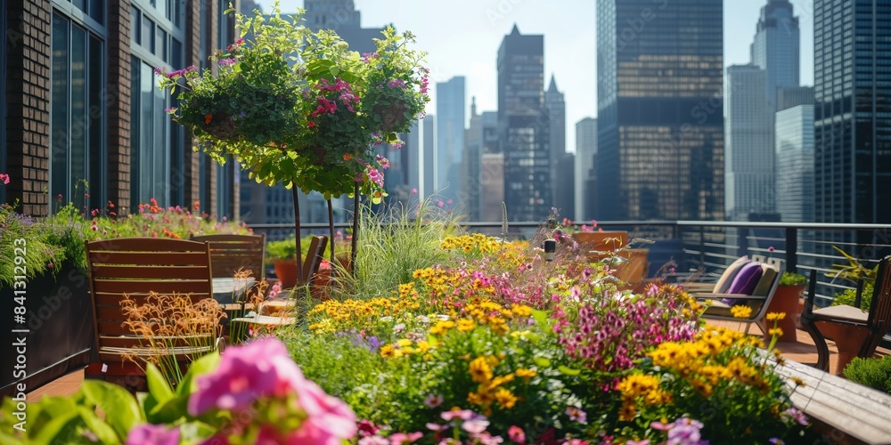 A lush rooftop garden on a high-rise building - 1 A lush rooftop garden on a high-rise building - 1