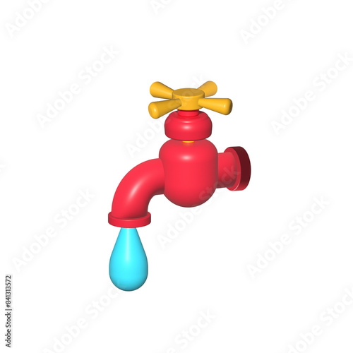 Water tap without background. 3d rendering illustration
