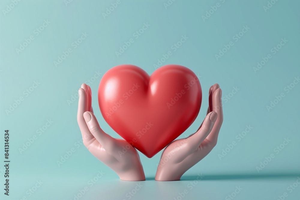 Elegant 3D animated heart and hands icon for World Organ Donation Day social media post template Elegant 3D animated heart and hands icon for World Organ Donation Day social media post template