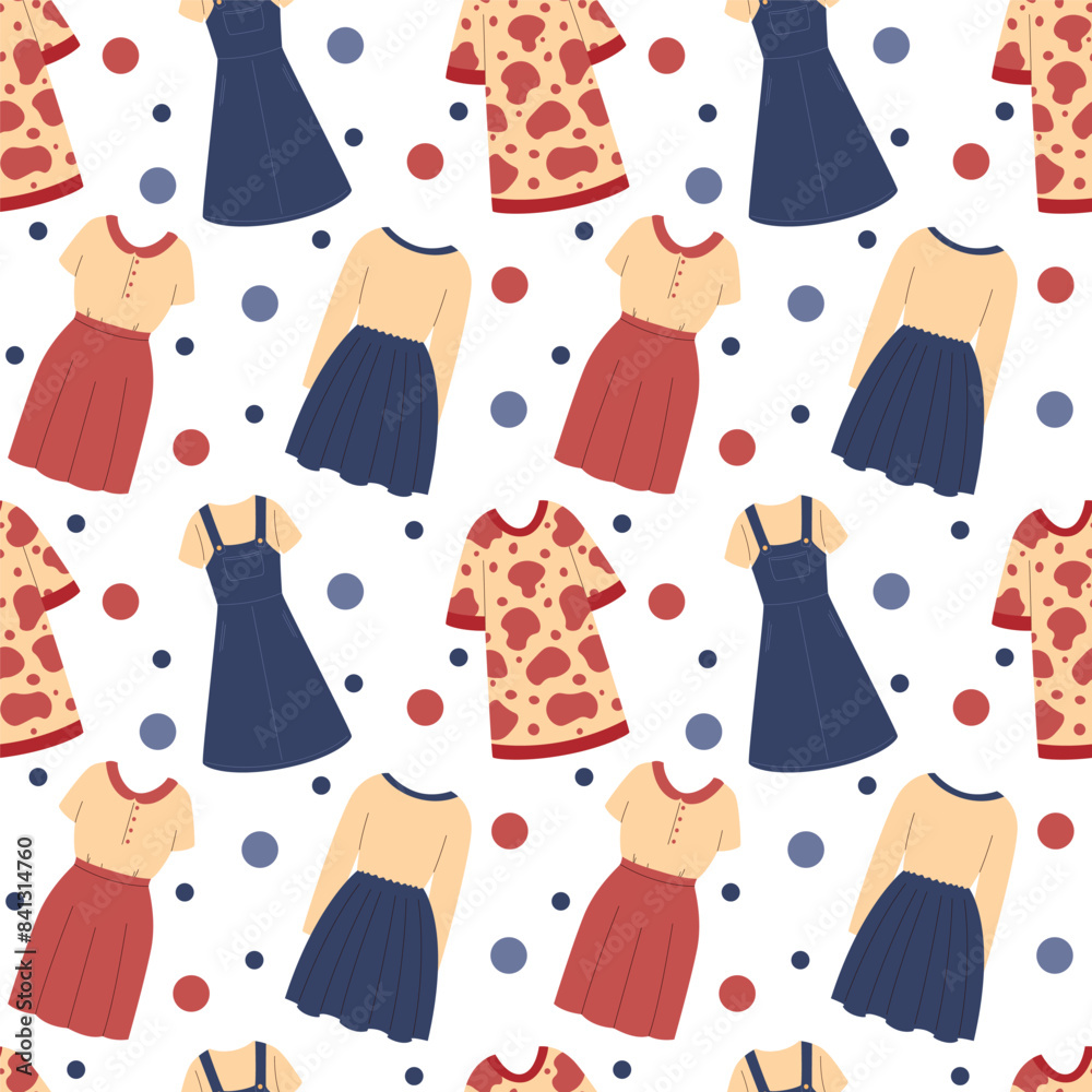 Seamless vector pattern of short fashionable dresses. Trendy and stylish fashion vector illustration Seamless vector pattern of short fashionable dresses. Trendy and stylish fashion vector illustration