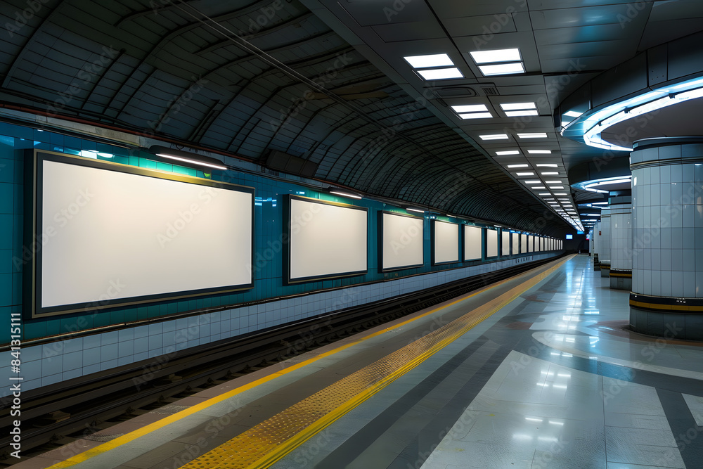 Billboards on underground wall Mockup. Subway Billboards on underground wall Mockup. Subway