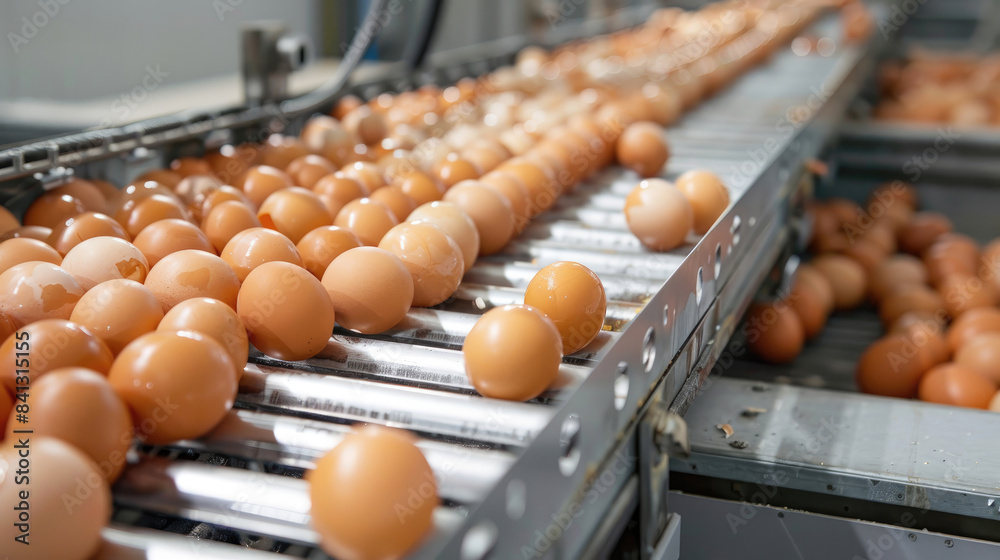 High-Tech Egg Sorting Machine at Contemporary Commercial Egg Production Plant High-Tech Egg Sorting Machine at Contemporary Commercial Egg Production Plant