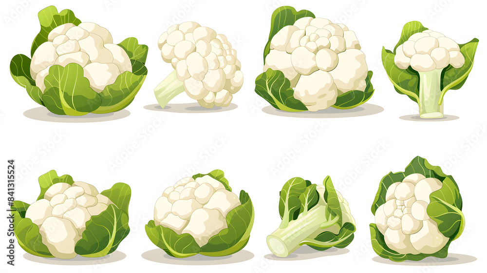 Cauliflower isolated. Cauliflower on the white background. Cauliflower isolated. Cauliflower on the white background.