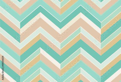 background Illustrate a geometric pattern with elegant chevrons in pastel mint and ivory
