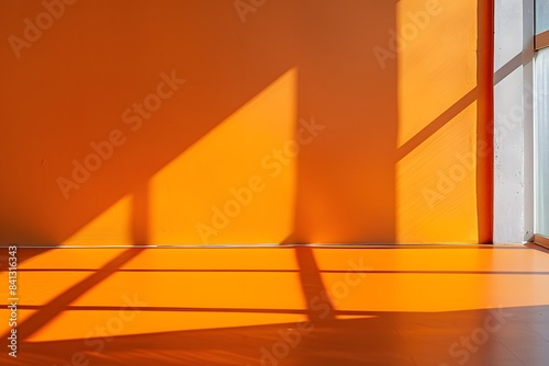 3d orange wall with window shadow in minimal style background for product display