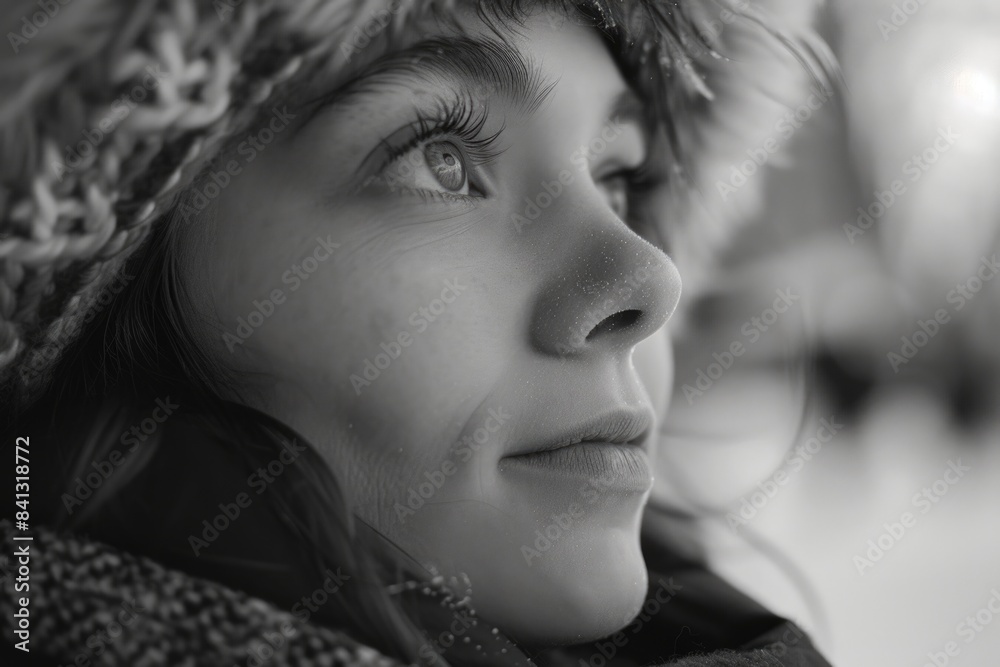 A close-up shot of a person wearing a hat, suitable for use in portraits, fashion or lifestyle photography A close-up shot of a person wearing a hat, suitable for use in portraits, fashion or lifestyle photography