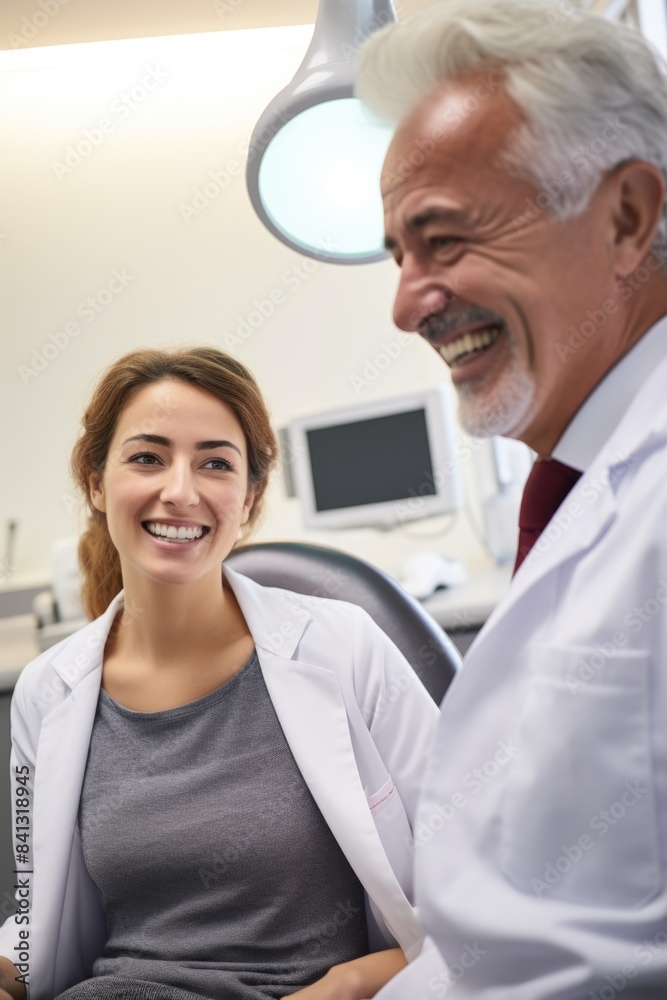 Fototapeta premium A dentist examining patients' teeth in a dental chair