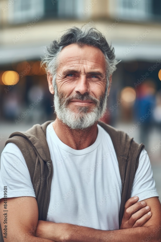 A portrait of a man with a beard wearing a white shirt, suitable for use as a stock photo for editorial or commercial purposes A portrait of a man with a beard wearing a white shirt, suitable for use as a stock photo for editorial or commercial purposes
