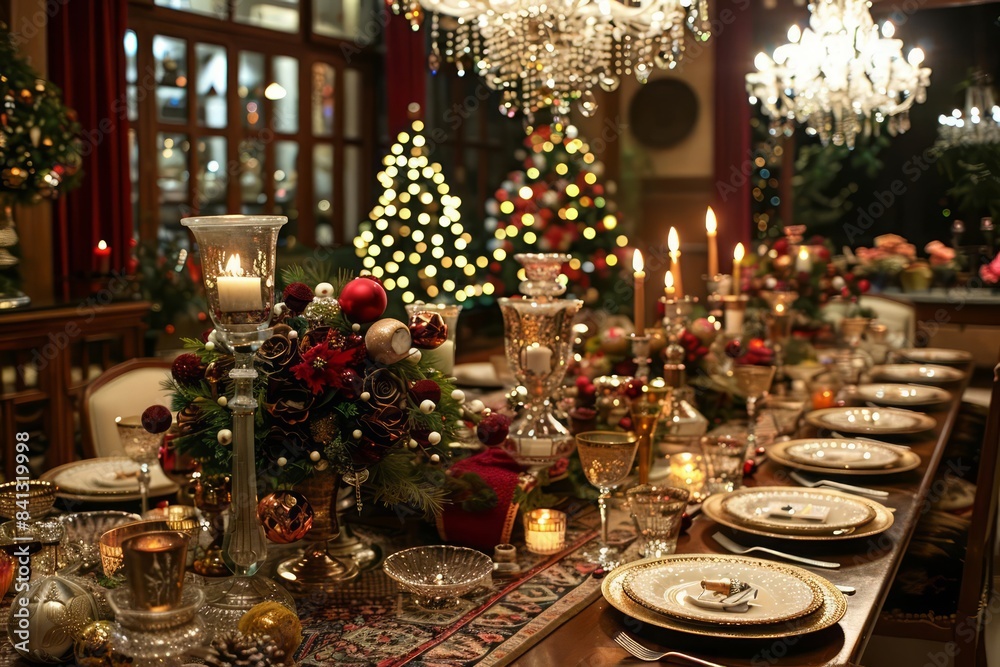 Highlight the festive elements that adorn the space, creating an inviting and celebratory setting for gatherings Highlight the festive elements that adorn the space, creating an inviting and celebratory setting for gatherings