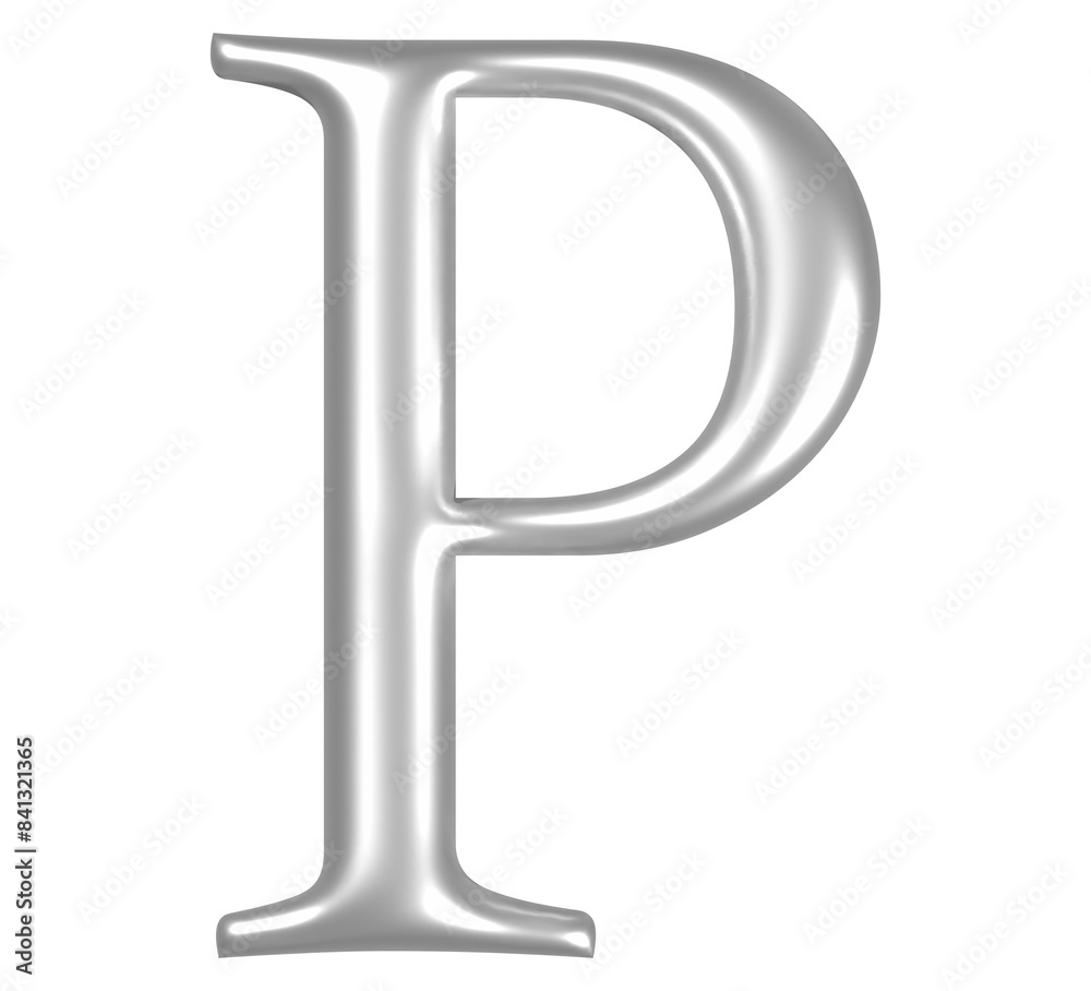 3D White Silver Font P 3D White Silver Font P