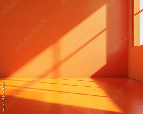 3d orange wall with window shadow in minimal style background for product display